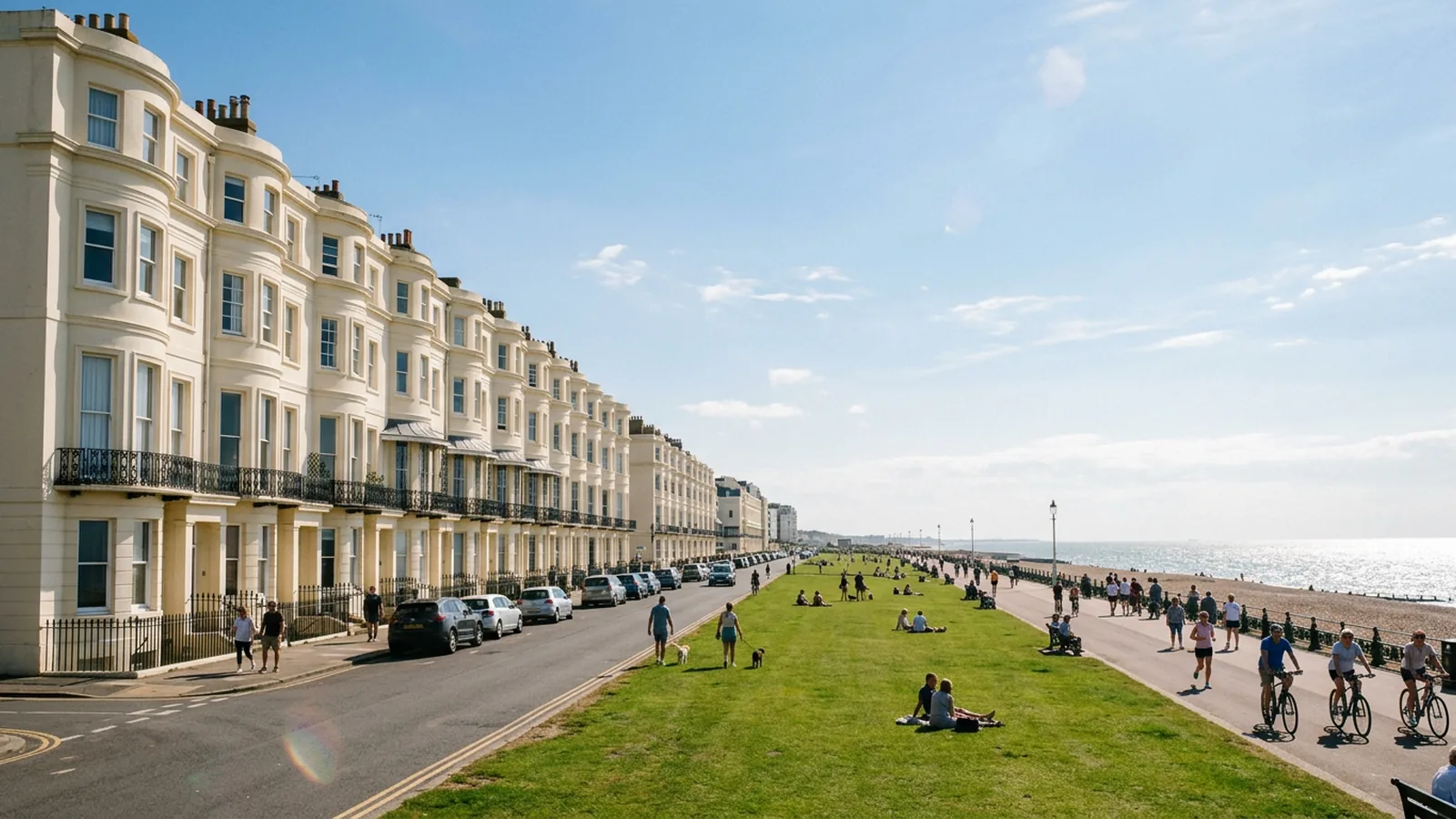 Regency terrace facing the seafront lawns and promenade